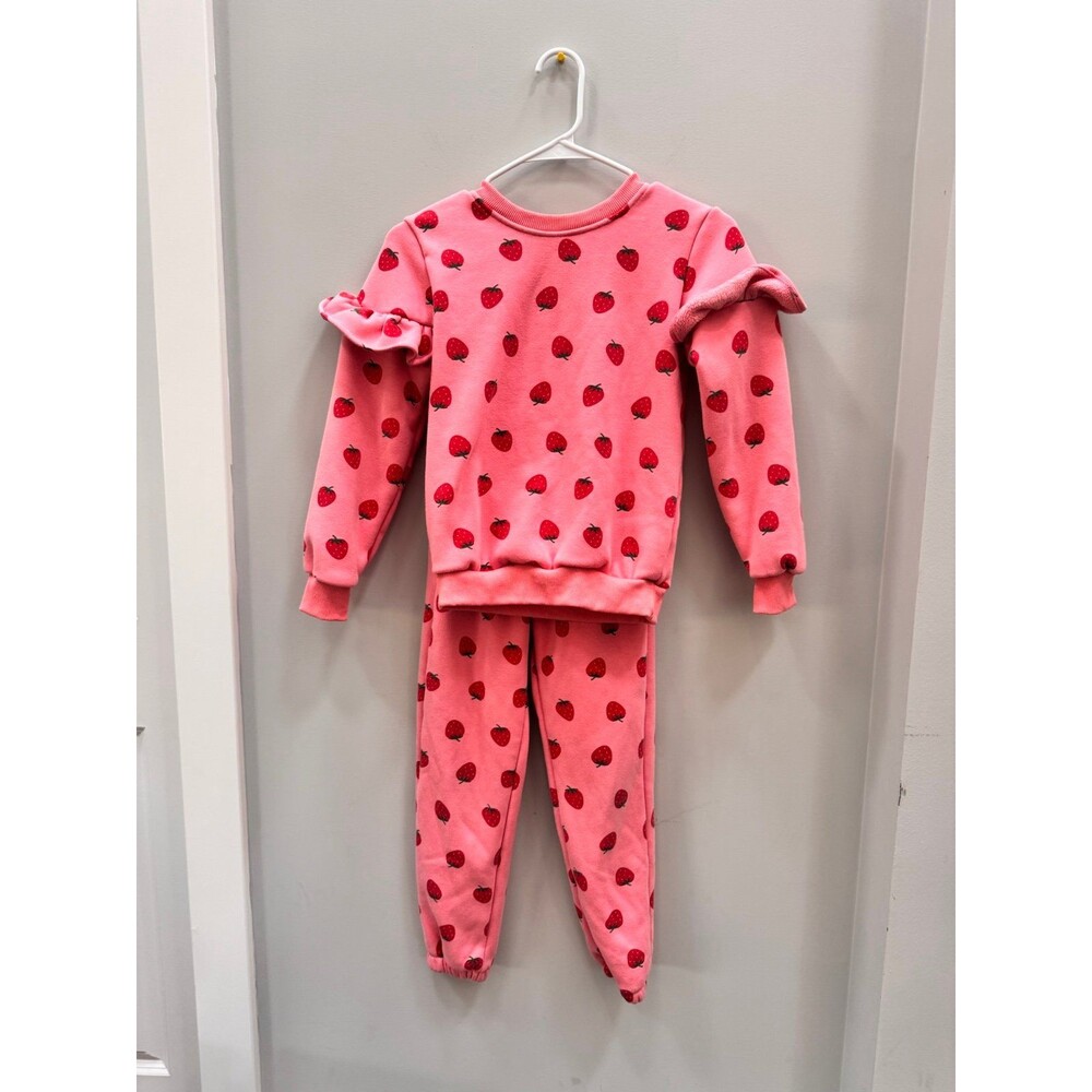 Lola + The Boys Girls Strawberry Print Sweatshirt and Pants Set